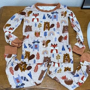 Little Sleepies Woodland Critters Pajama Set - Brown and Blue